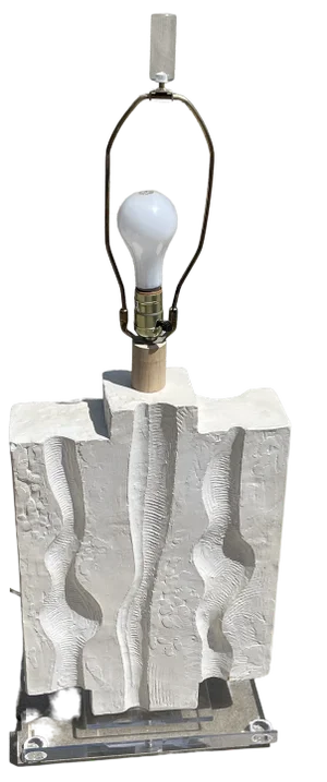 Monumental Sculptural Plaster Lamp on Lucite Base
