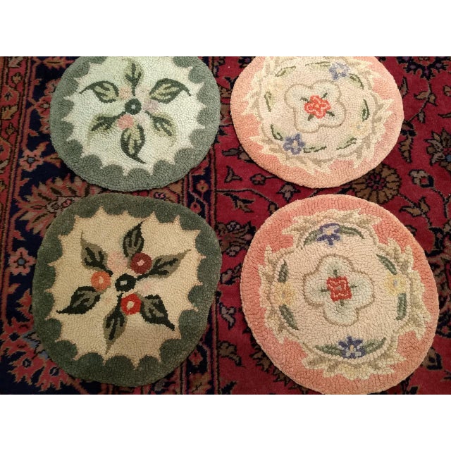 A collection of 7 individually made American Hooked rugs made in the early part of 1900 in the New England area of the US....