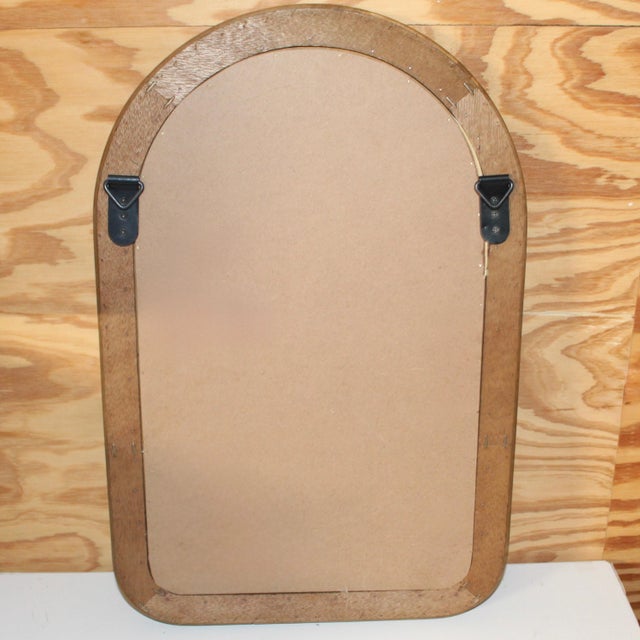Mid-Century Modern Vintage Arched Wall Mirror | Rattan and Wooden Bead Frame For Sale - Image 3 of 6