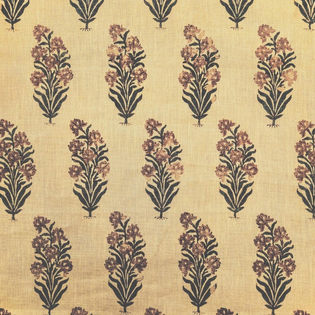 Mid-Century Modern Chelsea Textiles - Indian Iris Linen Designer Fabric by the Yard For Sale - Image 3 of 3