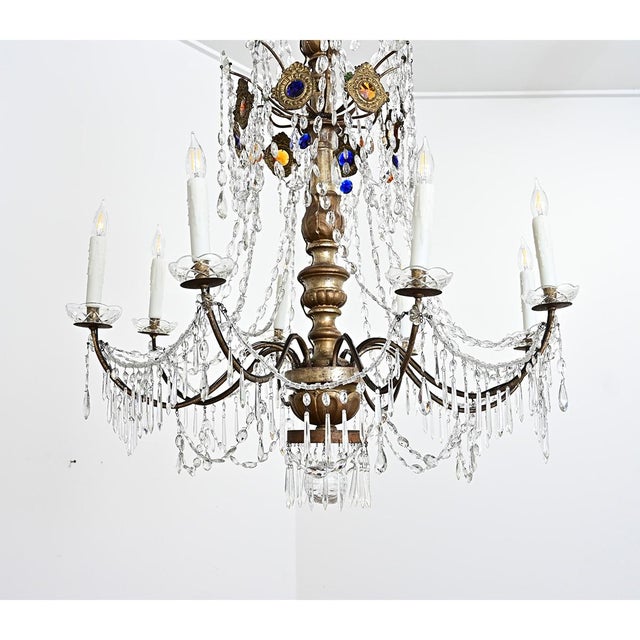 Italian 18th Century Massive Giltwood and Crystal Chandelier For Sale - Image 10 of 18