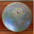 This stunning 12-inch glass dome lamp shade features a captivating iridescent finish with a complex, "pulled feather" or...