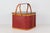 Mid-Century Red Woven Picnic Basket With Lid and Handles For Sale - Image 11 of 17