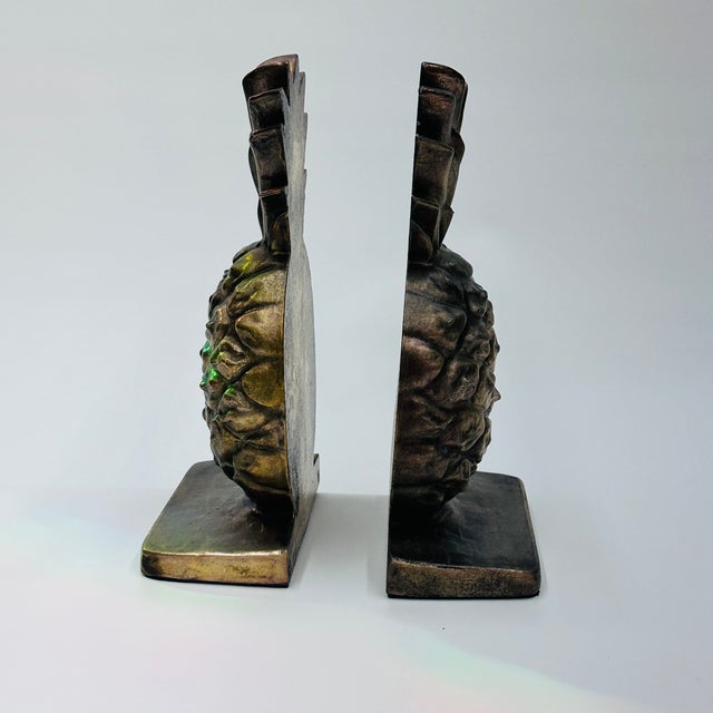 Mid 20th Century Brass Pineapple Bookends Set of 2 For Sale - Image 11 of 18