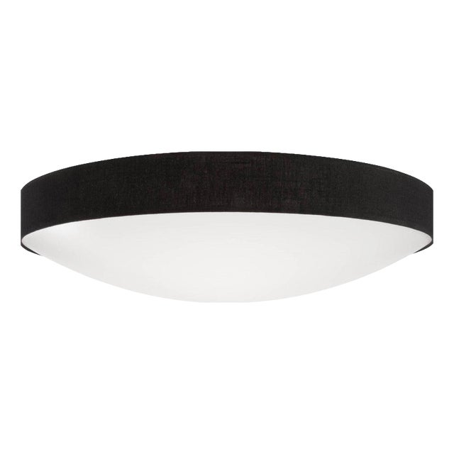 Kant Ceiling Lamp in Black Textile and Opal Acrylic from Konsthantverk Tyringe 1 For Sale