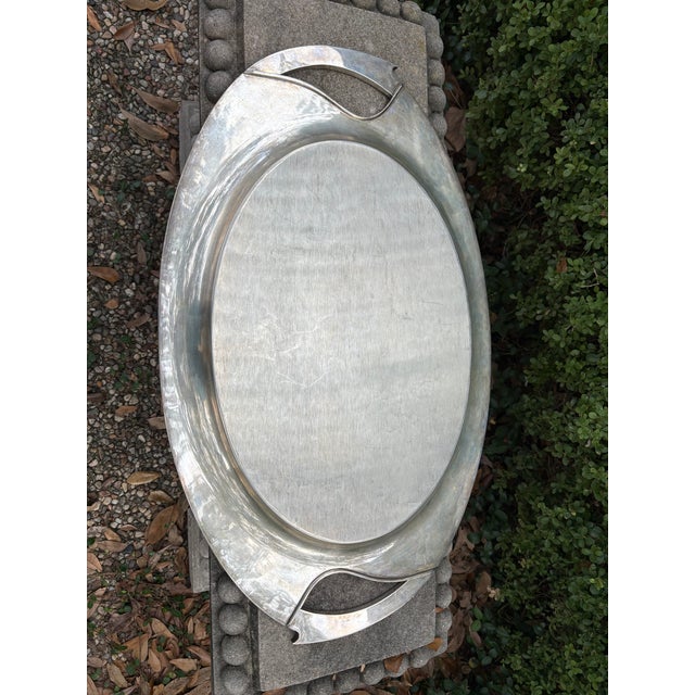 1960s Scandinavian Modern Nickel Silver Tray For Sale In Houston - Image 6 of 12