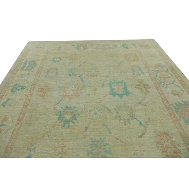 Modern Multicolor Handwoven Turkish Oushak Rug 9'2" X 12'4" For Sale - Image 3 of 5