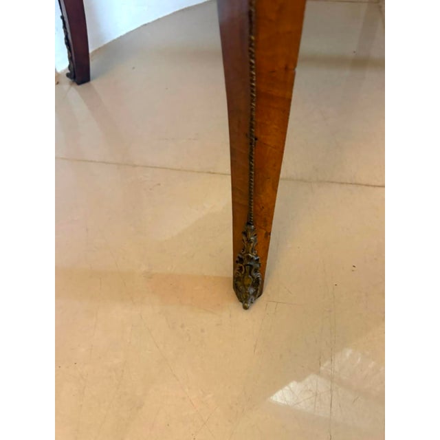 Antique French Walnut Marquetry Inlaid Writing Desk with Leather Top, 1860s For Sale - Image 13 of 14