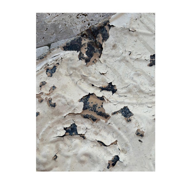 Mid 19th Century Victorian Antique Pressed Tin Ceiling Tiles – Ornate Scroll & Diamond Lattice Design – Original Architectural Salvage For Sale - Image 5 of 12