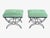 Contemporary 1980s Hand-Forged Sculptural Wrought Iron Accent Benches in Dark Green Mohair- A Pair For Sale - Image 3 of 13