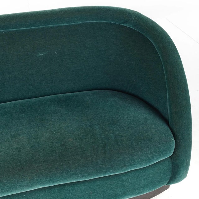 Ward Bennett Style Mid Century Green Mohair Sofa Settee For Sale - Image 9 of 10