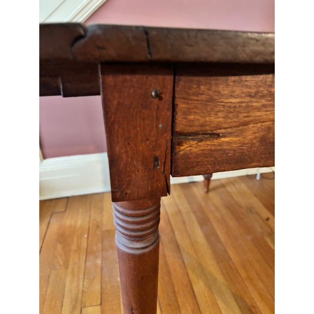 Wood Antique 19th Century Solid Wood Drop Leaf Table For Sale - Image 7 of 7