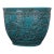 Early 21st Century Jingdezhen Hand Carved Ceramic Turquoise Blue Planter With Zodiac Motif For Sale