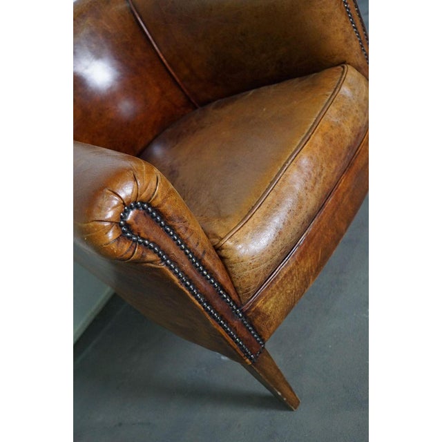 Vintage Dutch Cognac Leather Club Chair For Sale - Image 10 of 18