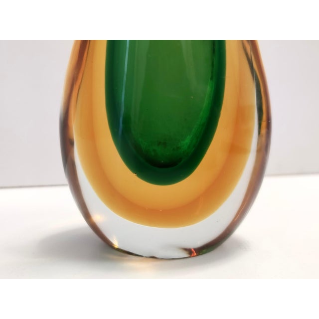 Glass Vintage Green and Orange Sommerso Murano Glass Vase from Flavio Poli, Italy, 1950s For Sale - Image 7 of 10