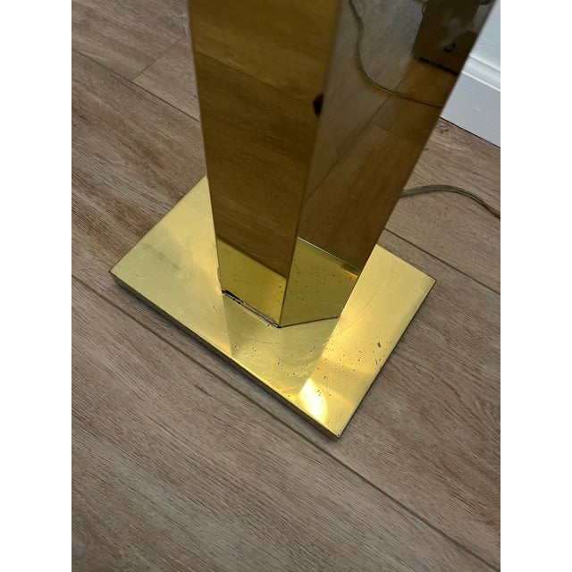 1970s 1980’s in the Style of a Kovacs Modernist Casella Brass Plated Monolith Torchiere Floor Lamp For Sale - Image 5 of 12