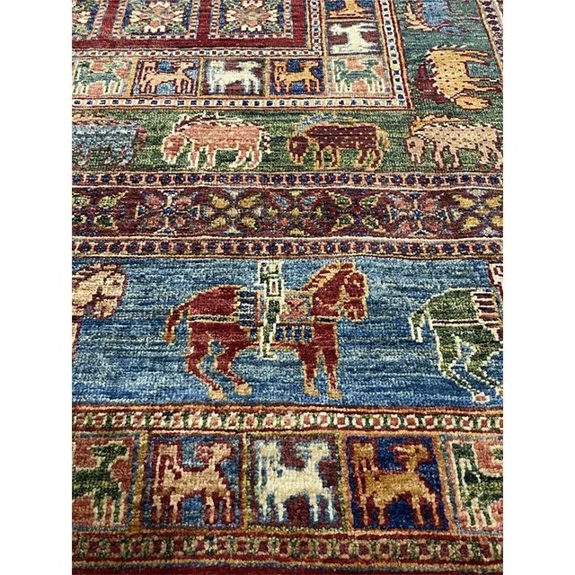Red Handwoven Animal Print Turkmen Style Area Rug 6'7"×9'10" For Sale - Image 8 of 12