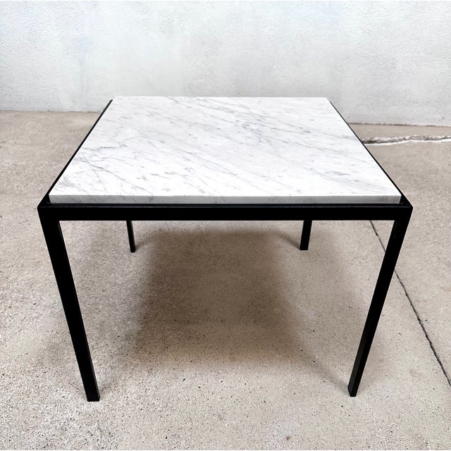 Minimalist Square Steel Side Tables with Carrara Marble Tops, Italy, 1960s, Set of 2 For Sale - Image 14 of 18