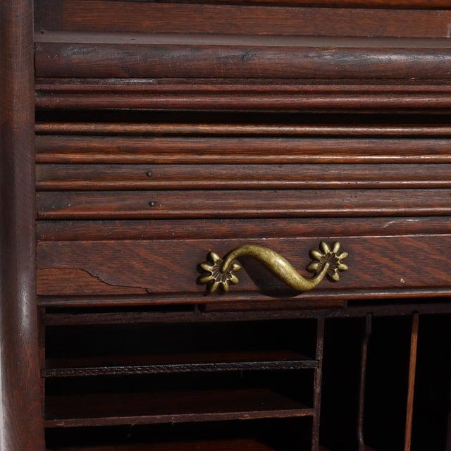 Antique Rj Horner Oak Ladies Roll Top Desk C1910 For Sale - Image 12 of 18