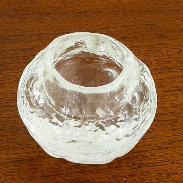 1960s Mid Century Modern Kosta Boda Snowball Candleholders Pair Clear Art Glass Round For Sale - Image 5 of 11