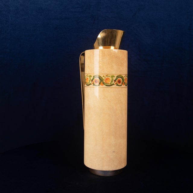 Aldo Tura Goatskin Parchment Mod. 1157D Thermos with Decorative Frieze from Aldo Tura, 1970s For Sale - Image 4 of 18