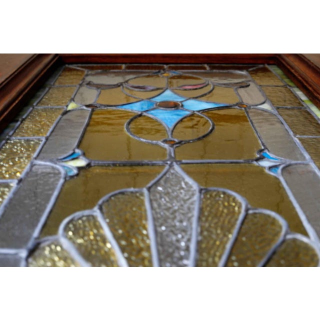 Victorian Mahogany Pocket Doors - Antique With Stained Glass - A Pair For Sale - Image 3 of 10