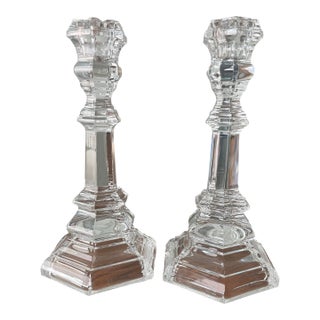 Vintage Tiffany & Co. Traditional "Plymouth" Crystal Candlestick Holders-a Pair For Sale