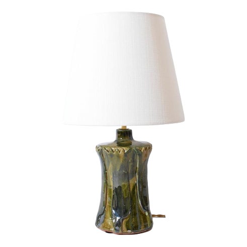 Kasaï Nile Beige Blue Green Ceramic Lamp by Barracuda Interiors For Sale
