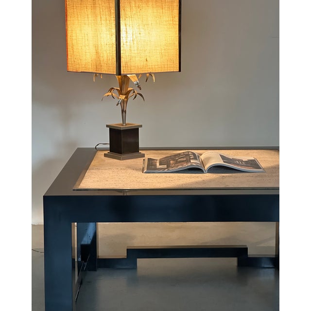 Wood and Travertine Coffee Tables in the style of Maison Jansen, 1970s, Set of 2 For Sale - Image 6 of 14