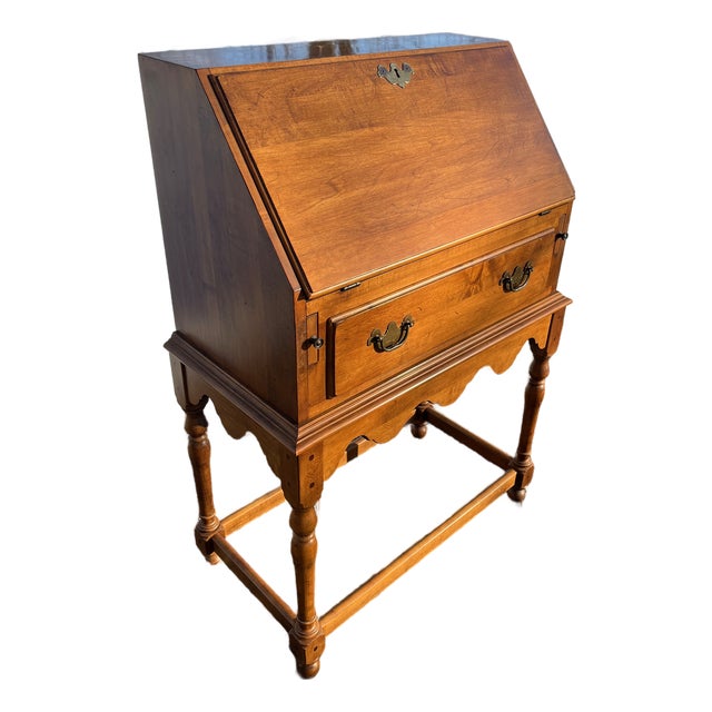 Ethan Allen Desk Solid Maple Slant Top Secretary From C1776 Collection For Sale