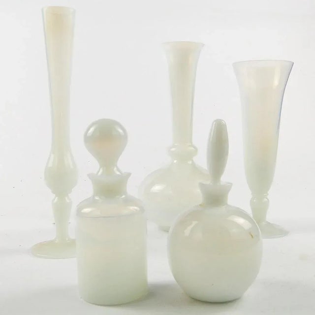Mid-Century Modern Mid-Century Italian Glass Toilet Set by Stelvia for Empoli, 1950s, Set of 5 For Sale - Image 3 of 9