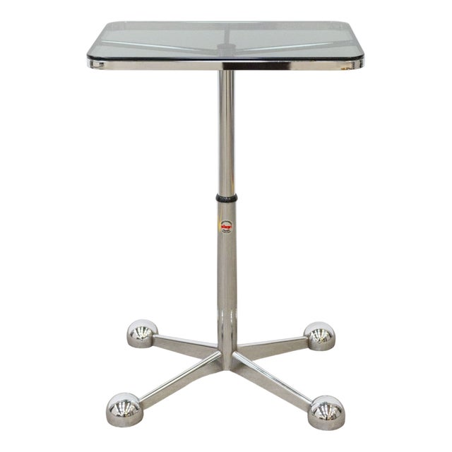 Vintage Coffee Table in Steel and Smoked Glass by Allegri Parma, 1970s For Sale