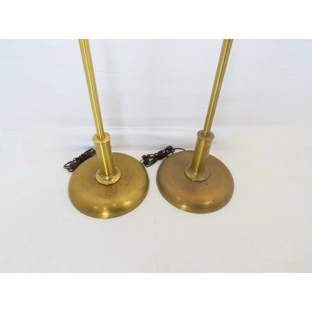 Tommi Parzinger Vintage 1940s Art Deco Solid Brass Floor Lamp Torchères - a Pair For Sale - Image 4 of 11