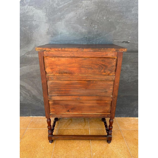 Wood Spanish Renaissance Revival Oak Chest of Drawers with CarvedFloral Fronts, 1930s For Sale - Image 7 of 9