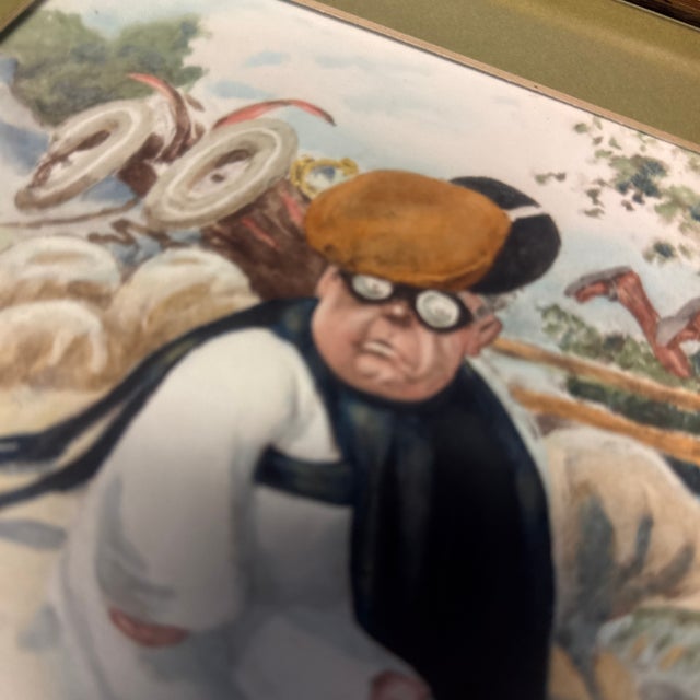 Illustration Arthur Thiele (1860-1936) Original Watercolor Gouache Painting Early Car Crash For Sale - Image 3 of 8