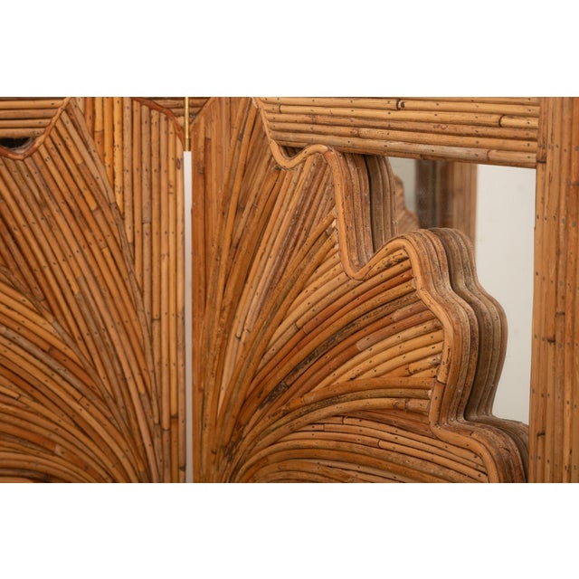 2020s The Ginkgo Leaner Pencil Reed Rattan Full-Length & Floor Mirror With Brass Hinges For Sale - Image 5 of 8