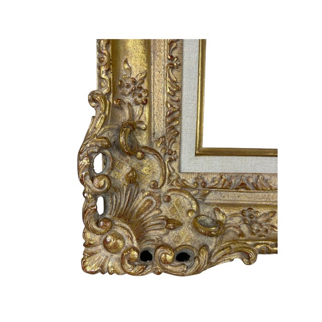 French Late 20th Century, Heavily Carved Frame, Gold Type Finish For Sale - Image 3 of 12
