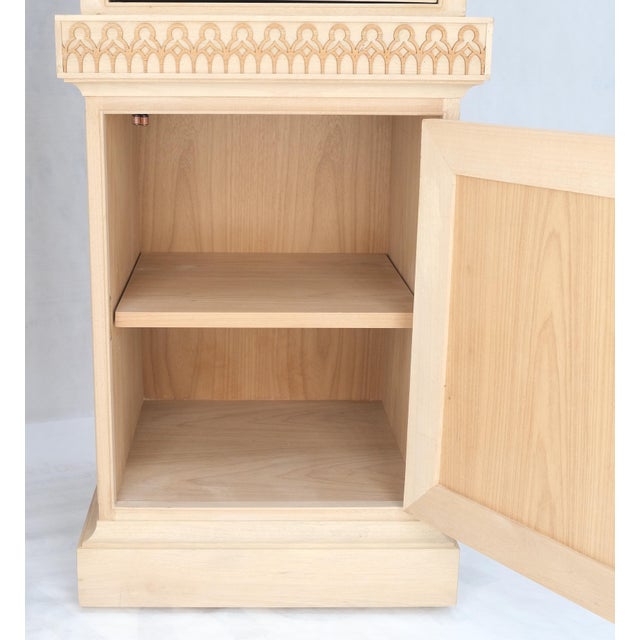 Pair New Unfinished Baker Obelisk Shape Double Sided 360 Degree Walnut Bookcases For Sale - Image 18 of 18