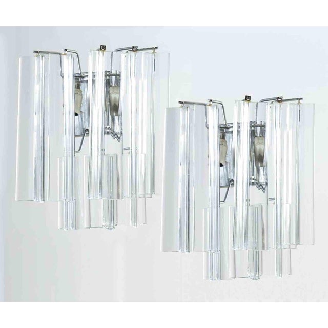 Vintage Murano Glass and Chromed Metal Wall Sconces, Italy, 1960s, Set of 2 For Sale - Image 9 of 11