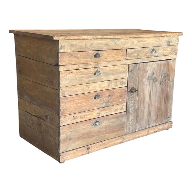 Bleached Spanish Pine Cabinet with drawers and Door, circa 1840-60 For Sale