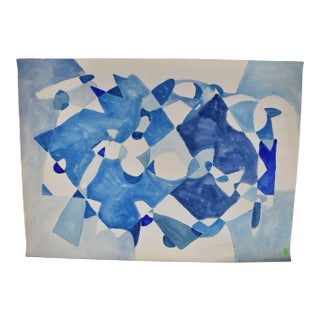 1967 Jacob Semiatin Modernist Abstract Watercolor Painting For Sale