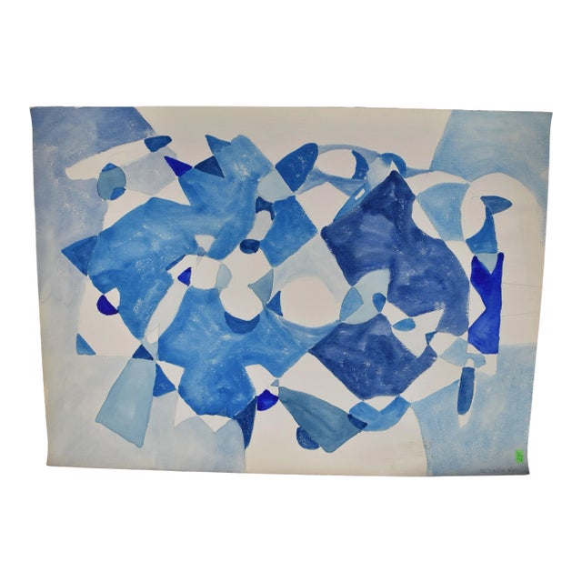 1967 Jacob Semiatin Modernist Abstract Watercolor Painting For Sale