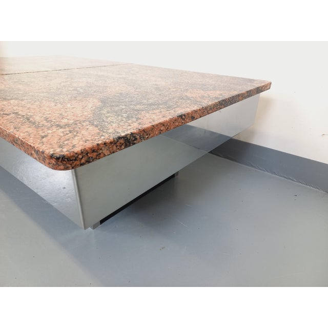 1970s Vintage Coffee Table in Chrome Metal and Black Melamine with Bar, 1970s For Sale - Image 5 of 16