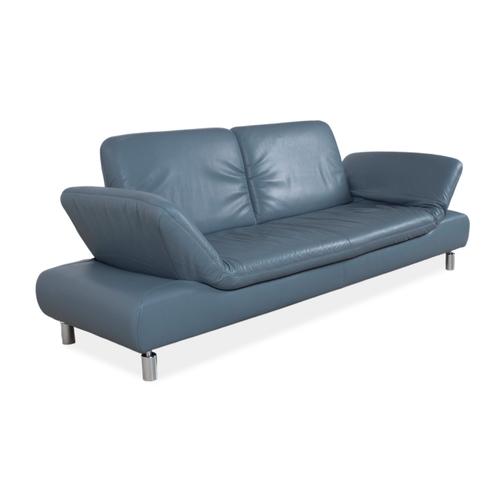Blue Leather Rivoli Three-Seater Sofa with Manual Function from Koinor For Sale - Image 5 of 15