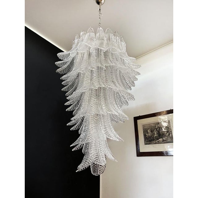 Mid-Century Modern Large Italian Murano Felci Glass Spiral Chandelier, 1990s For Sale - Image 3 of 16