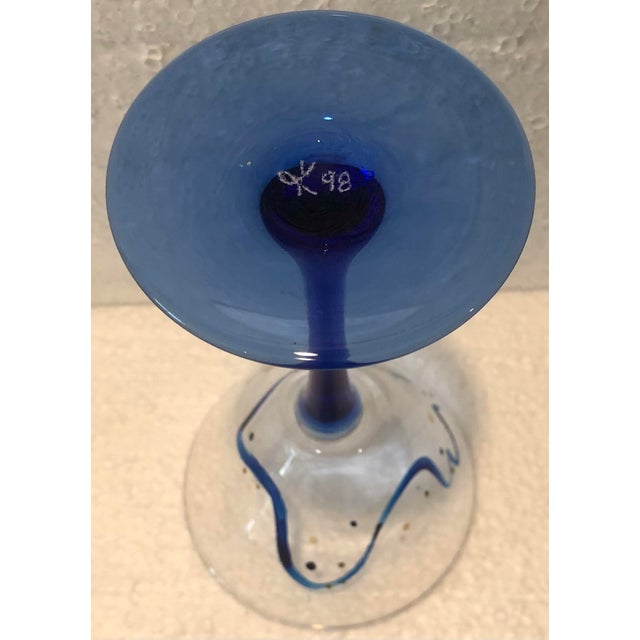 Blue Mid Century French Blue Hand Painted Equestrian Horse Martini Glasses - Set of 6 For Sale - Image 8 of 10