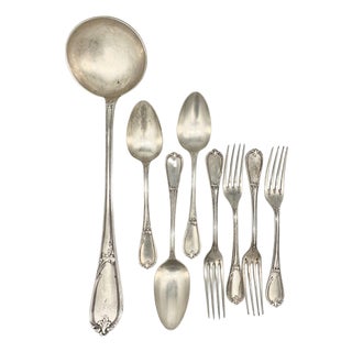 19th Century French l'Alfénide Christofle/Charles Halphen Silver-Plate Flatware With Ladle For Sale