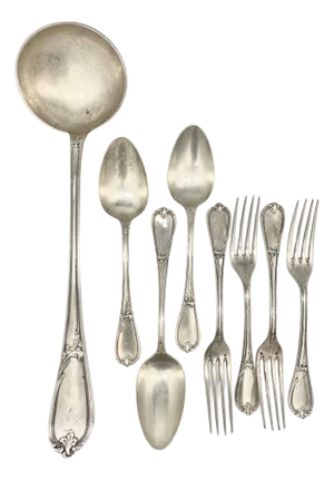 19th Century French l'Alfénide Christofle/Charles Halphen Silver-Plate Flatware With Ladle