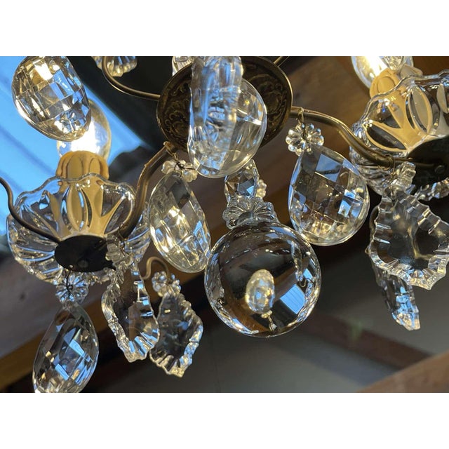 Early 20th Century Three-Light Chandelier in Bronze and Cut Crystal For Sale - Image 10 of 12