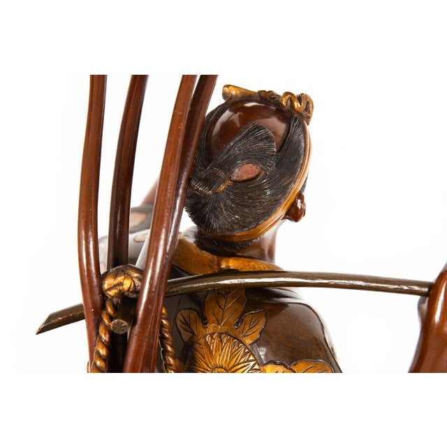 Fine Japanese Meiji Period Bronze Sculpture Okimono of Fire Watchman For Sale - Image 16 of 18